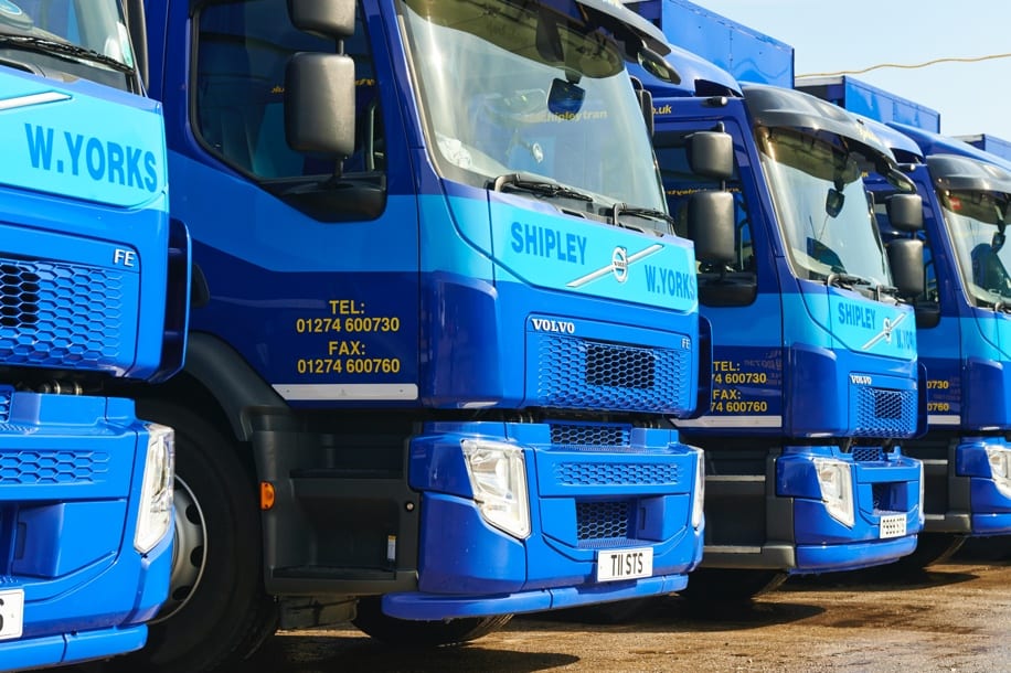 Modern fleet of HGV haulage vehicles in Yorkshire